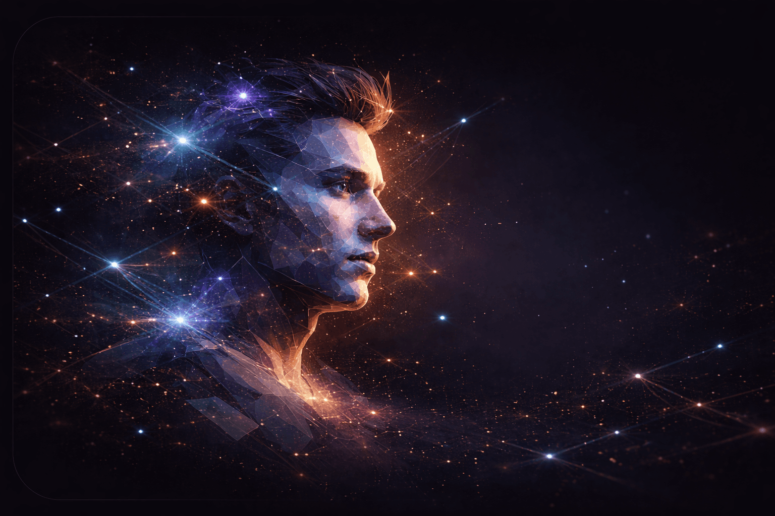 Abstract digital portrait used as the portfolio hero artwork